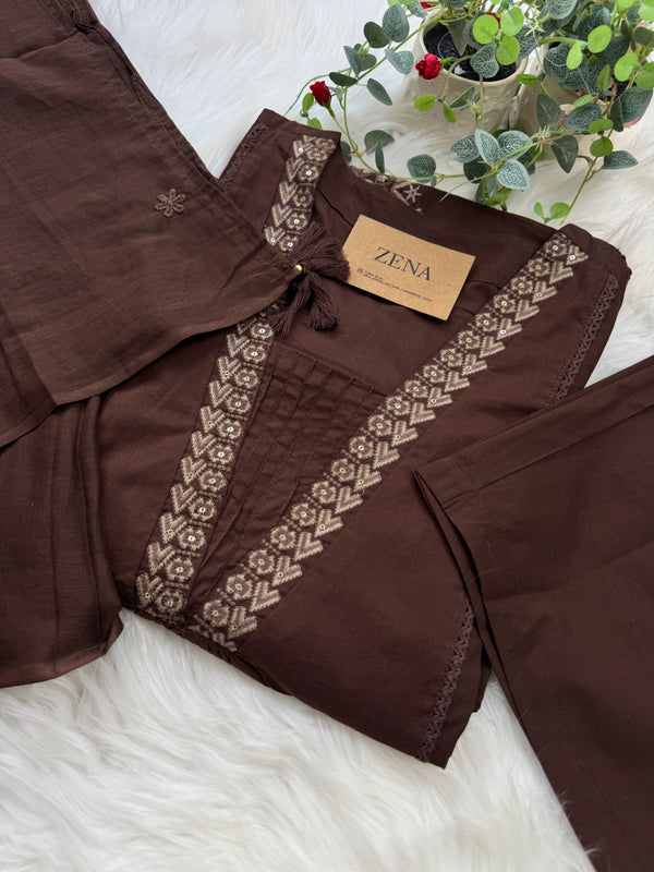 Pure Cotton Embroidered Anarkali Set