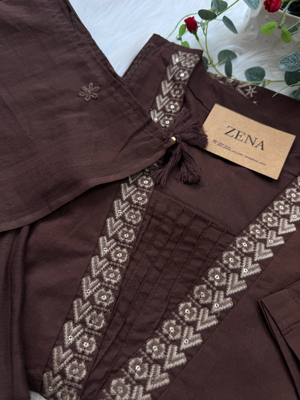 Pure Cotton Embroidered Anarkali Set