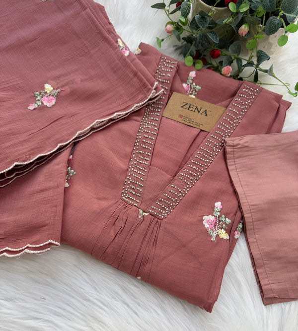 ✨ Imported Crush Rayon Ready-to-Wear Embroidered Anarkali Set ✨
