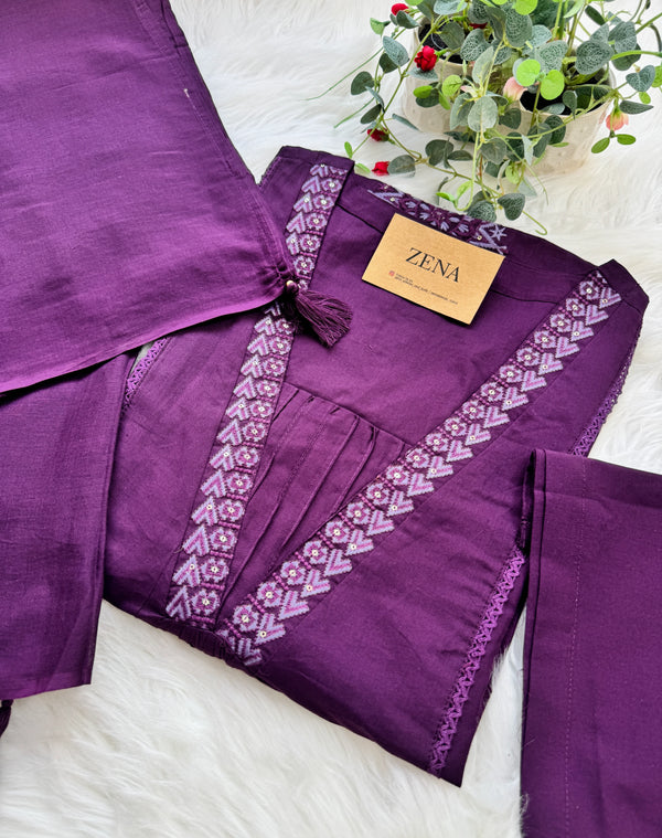 Pure Cotton Embroidered Anarkali Set