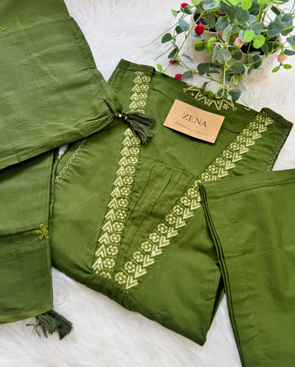 Pure Cotton Embroidered Anarkali Set