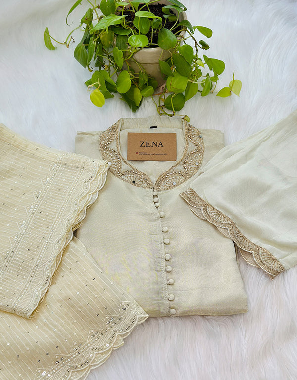 Tissue Silk Hand Work Kurti Set - Ready-to-Wear Luxury ✨