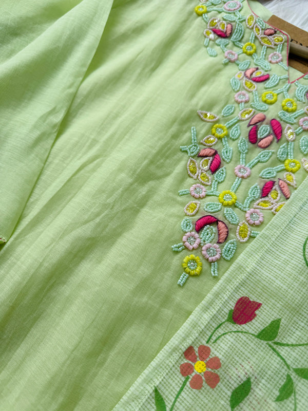 Premium Mul Chanderi Hand Detailed A-Line Kurti Set – Elegant Ethnic Charm