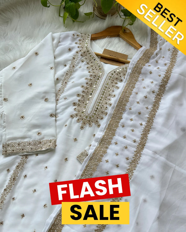 Georgette Partywear Suit with Mirror Work – Sparkle with Subtle Elegance