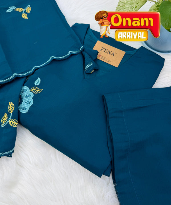 ✨ Mul Chanderi Appliqué Work Kurti Set ✨