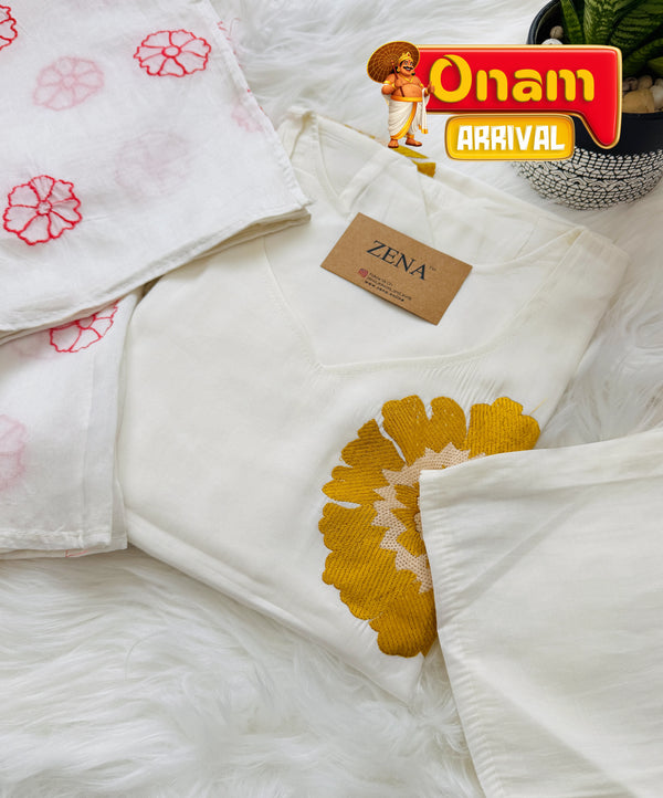 ✨ Pure Cotton Hand-Detailed Kurti Set ✨