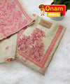 🌼✨ Onam Arrival | Linen Hand-Detailed Unstitched Suit ✨🌼