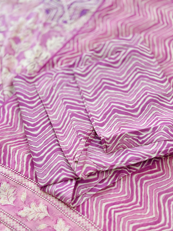 Pure Mul Cotton Hand-Embroidered Kurti Set – Soft Elegance in Sky Blue & Pink