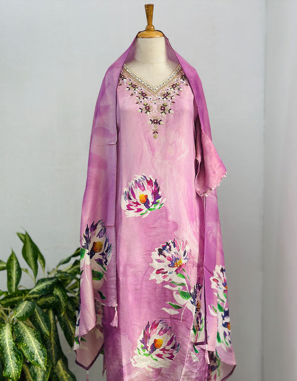 Tissue Silk Ready-to-Wear Hand Work Kurti Set – Timeless Elegance ✨