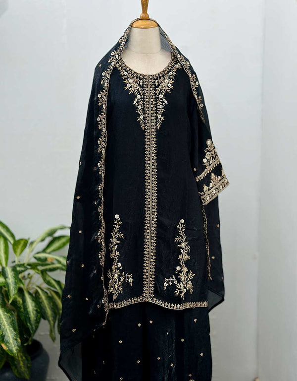 Ready-to-Wear Shimmer Silk Kurti Plazo Set ✨