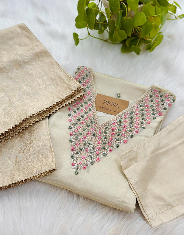 Tissue Silk Ready-to-Wear Hand Work Kurti Set - Graceful Elegance 🌟