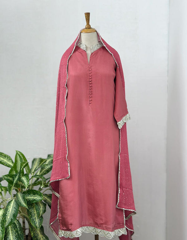 Ready-to-Wear Tissue Silk Hand Work Kurti Set ✨