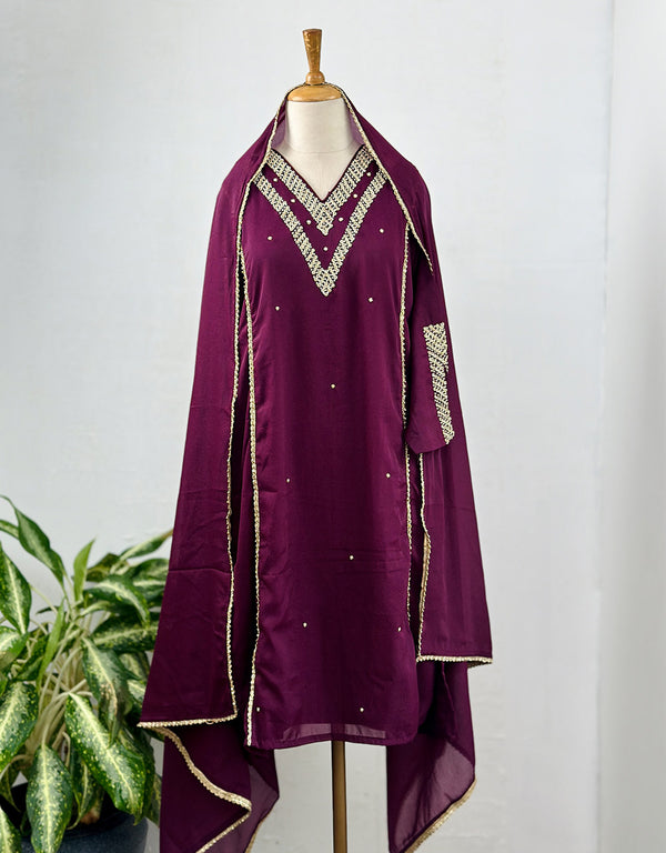 Ready-to-Wear Partywear Suit – Crepe Elegance with Handwork ✨