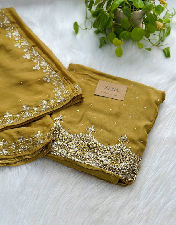 Pure Shimmer Silk Unstitched Party Wear Suit - Luxe Elegance π