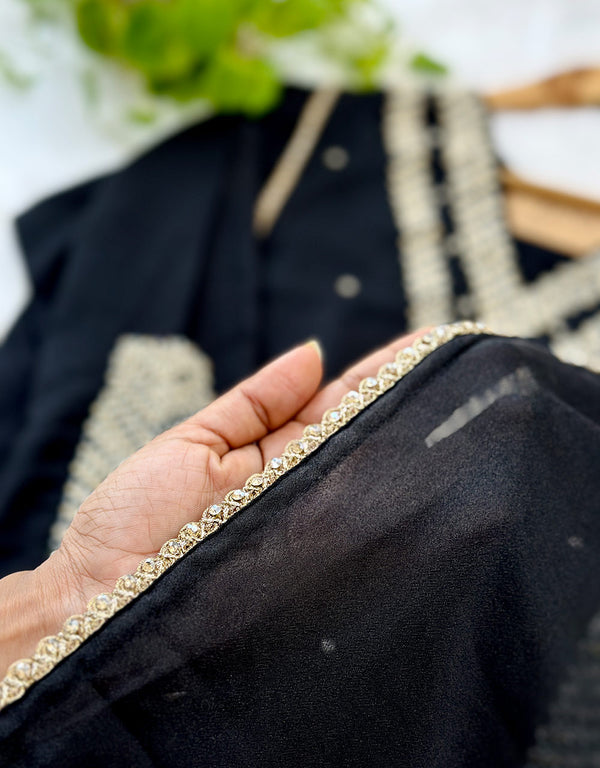 Ready-to-Wear Partywear Suit – Crepe Elegance with Handwork ✨