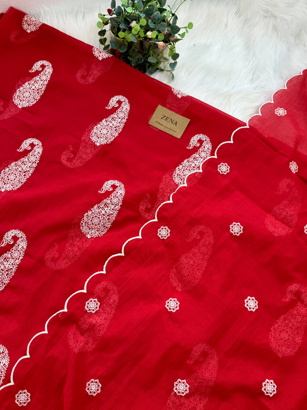 π Mul Chanderi Embroidered Unstitched Suit π