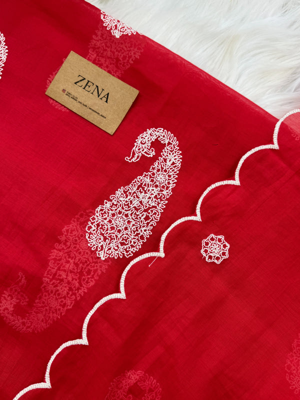 π Mul Chanderi Embroidered Unstitched Suit π