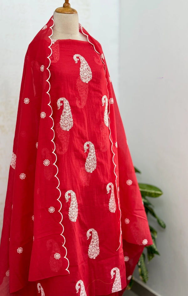 π Mul Chanderi Embroidered Unstitched Suit π
