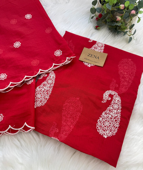 π Mul Chanderi Embroidered Unstitched Suit π