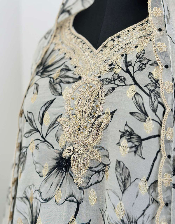 Semi-Stitched Organza Party Wear Suit - Luxurious Sheer Elegance π