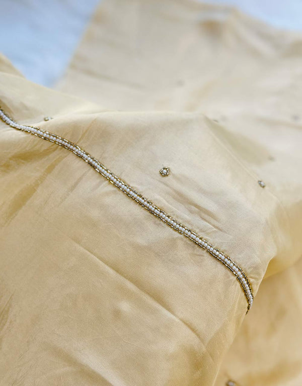 Unstitched Pure Crepe Party Wear Suit – Elegant Handwork Perfection 🌟