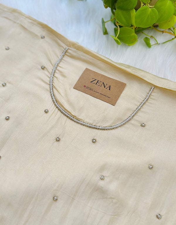 Unstitched Pure Crepe Party Wear Suit – Elegant Handwork Perfection 🌟