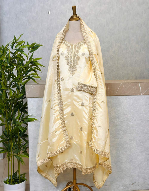 Elegant Ready-to-Wear Tissue Silk Suit with Palazzo Pants π