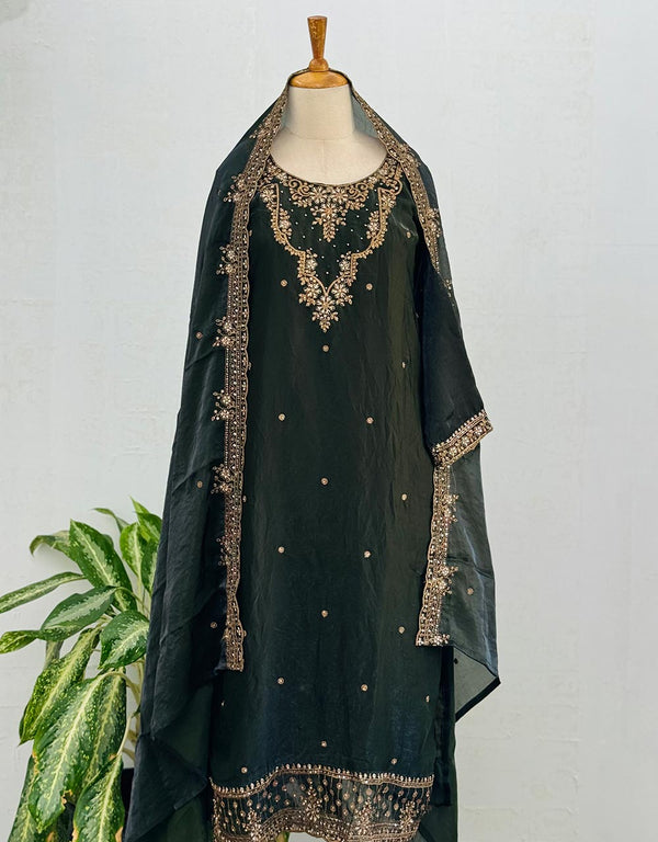 Ready to Wear Shimmer Silk Party Wear Kurti Set – Glamour with Elegance ✨