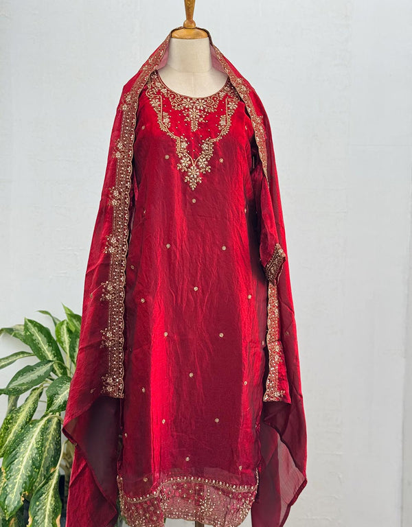 Ready to Wear Shimmer Silk Party Wear Kurti Set – Glamour with Elegance ✨