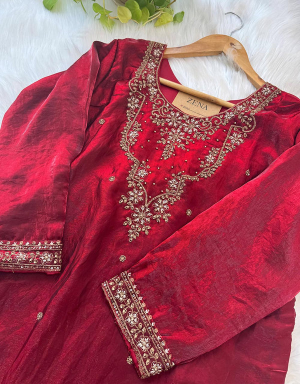 Ready to Wear Shimmer Silk Party Wear Kurti Set – Glamour with Elegance ✨