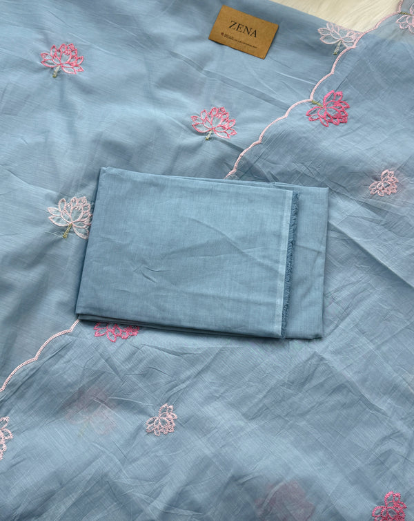 Premium Mul Chanderi Embroidered Unstitched Suit – Redefining Ethnic Elegance