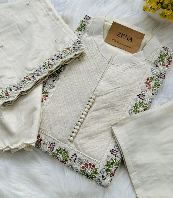 Premium Mul Chanderi Embroidered Anarkali Suit