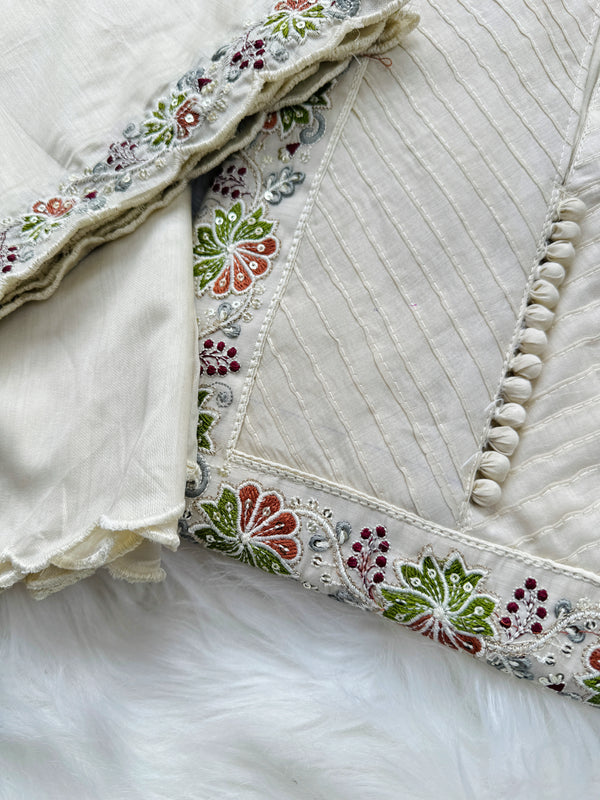 Premium Mul Chanderi Embroidered Anarkali Suit