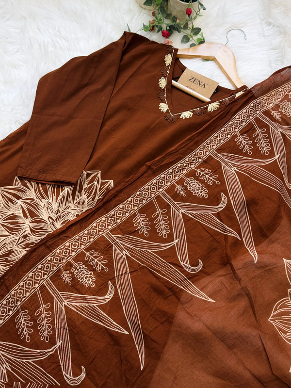 ✨ Pure Cotton Kurti Set with Thread Work Details ✨