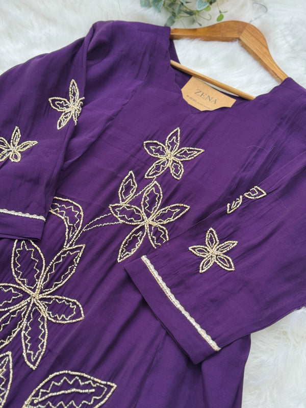 Party Wear Handwork A-Line Set – Top, Bottom & Dupatta