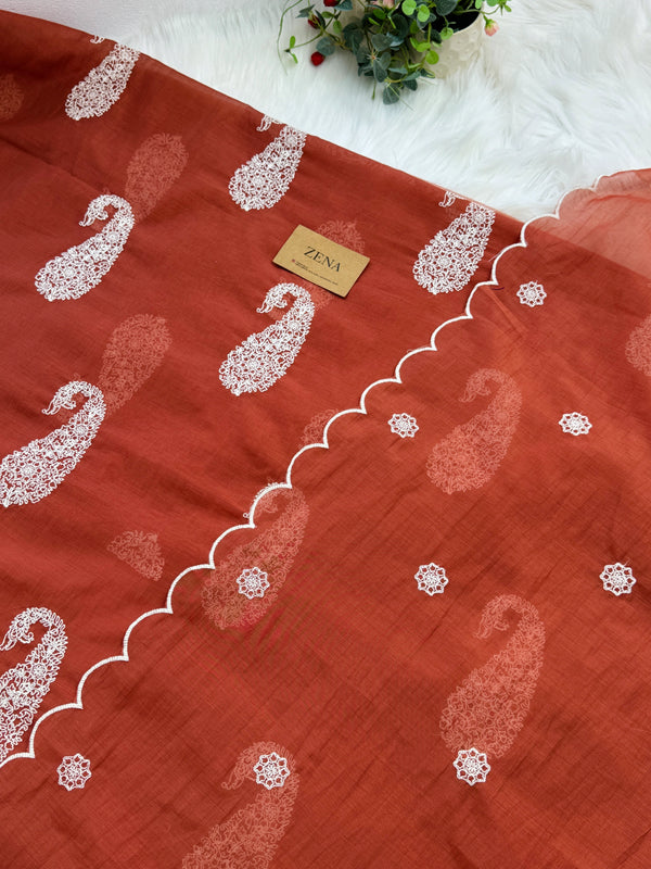 π Mul Chanderi Embroidered Unstitched Suit