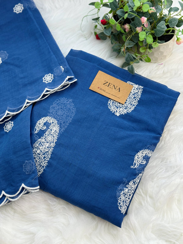 π Mul Chanderi Embroidered Unstitched Suit π