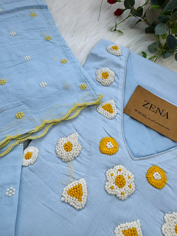 Pure Cotton Embroidered Anarkali Suit – Top, Bottom & Dupatta 🌸