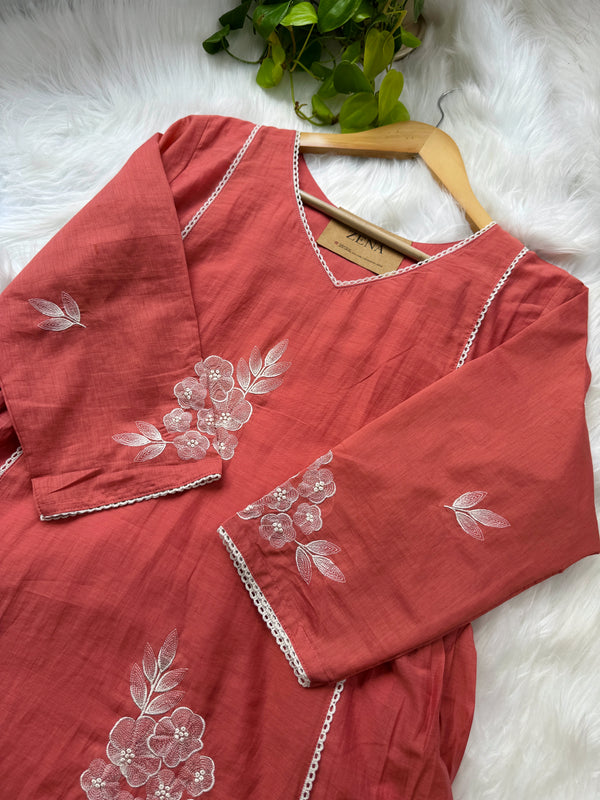 Mul Chanderi Embroidered Anarkali Kurti Set – Timeless Elegance, Effortless Style