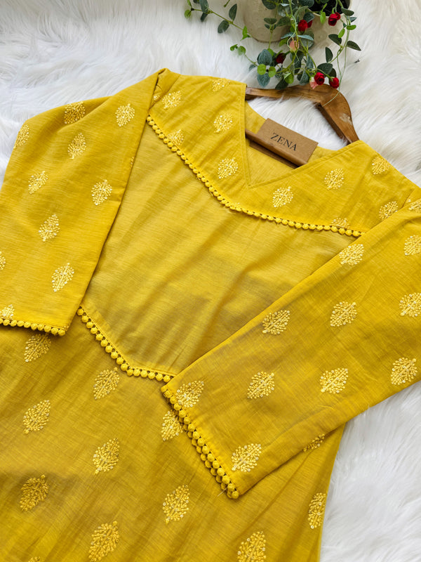 ✨ Mul Chanderi Embroidered Anarkali Set ✨