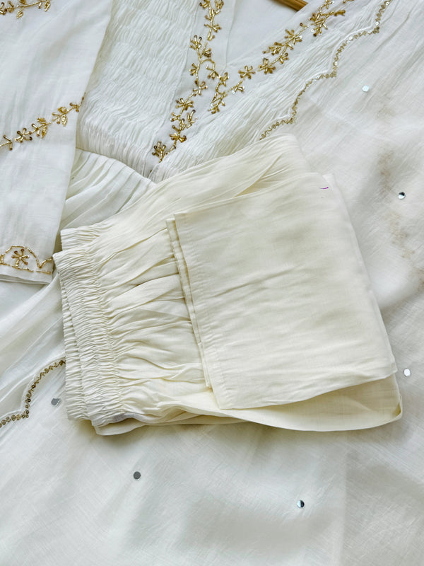 Mul Chanderi Hand Detailed Anarkali Set – Elegant Festive Wear