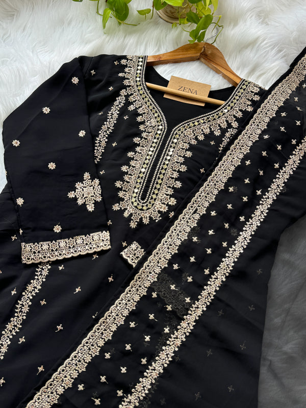 Georgette Partywear Suit with Mirror Work – Sparkle with Subtle Elegance