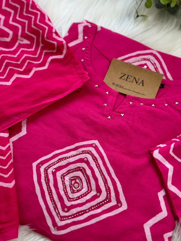 Pure Cotton Hand Detailed Kurti Set – Elegant & Comfortable Daily Ethnic Wear