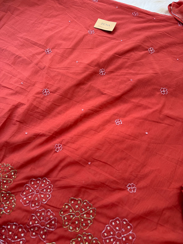 ✨ Mul Chanderi Hand-Detailed Unstitched Suit ✨