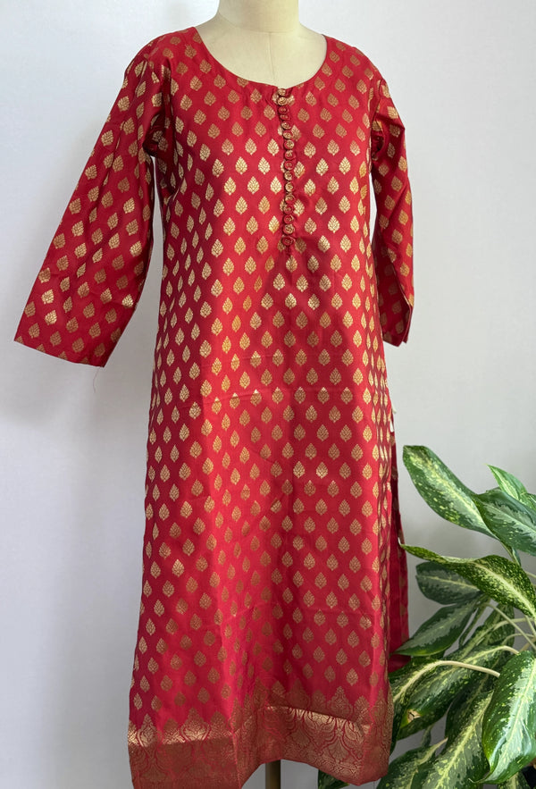 Semi Silk Banarasi Work Kurti Set – Elegant Festive Wear