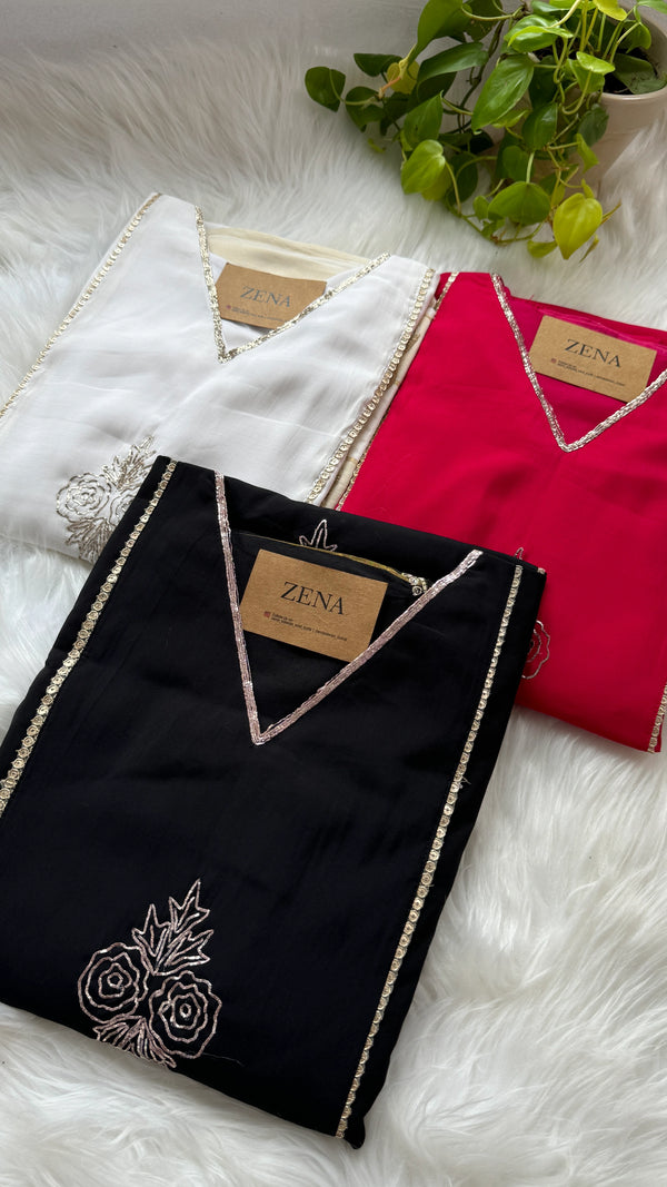 Mul Chanderi Handwork Kurti Set- Ready to Wear