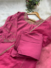 Roman Silk Hand Work A-Line Kurti Set – Elegant Partywear