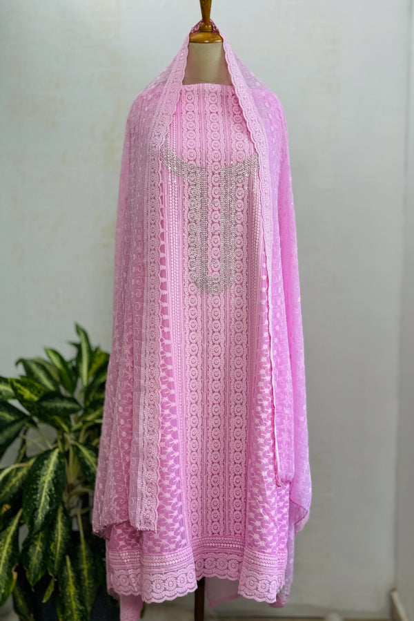 Georgette Unstitched Chikankari Suit – Classic Elegance, Your Style