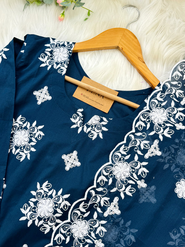Pure Cotton Embroidered Kurti Set – Comfort Meets Classic Style