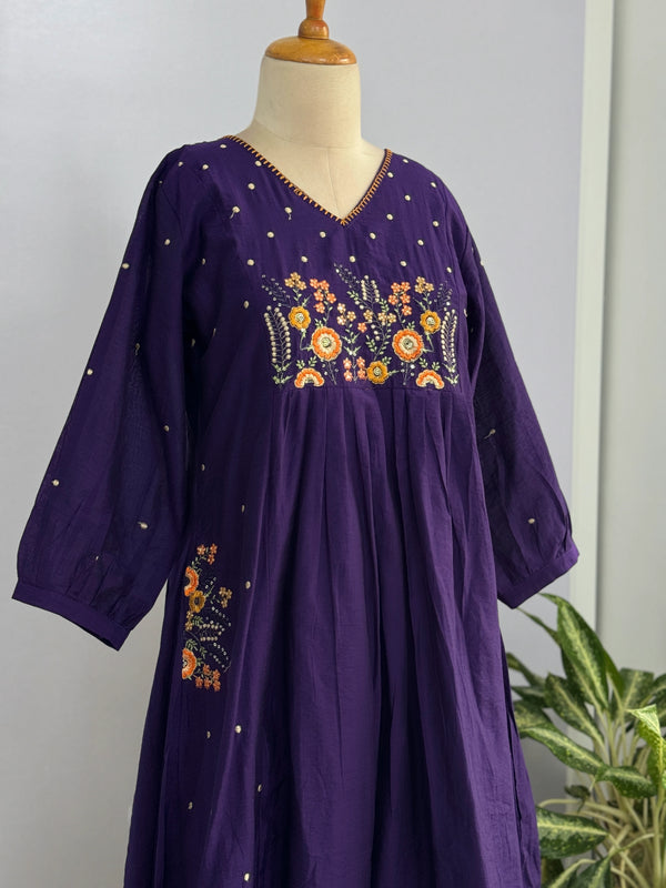 Mul Chanderi Embroidered Anarkali Suit – Elegant Ready-to-Wear Ethnic Set